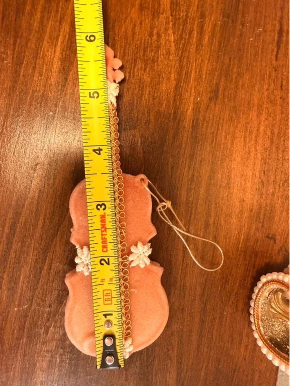 Vintage Pink Velour Christmas Ornaments Set Angel Diorama & Flocked Violin